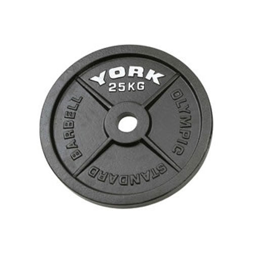 York 25kg Hammertone Cast Iron Olympic Plate