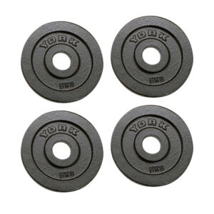 York 4x 5kg Hammertone Cast Iron Olympic Plates