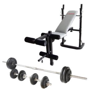 York B500 Weight Bench with Viavito 50kg Cast Iron Weight Set