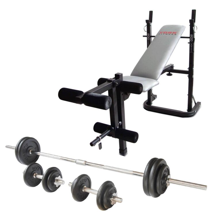 York B500 Weight Bench with Viavito 50kg Cast Iron Weight Set